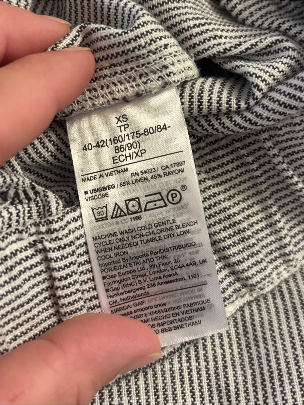 GAP Linen Blend Drawstring Pants XS Black White Stripe Lightweight PullOn Casual - Picture 7 of 11